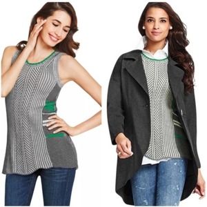 CABI Trident Sleeveless Scoop Neck Hi-Lo Hem Sweater Vest Tank Top Grey Small